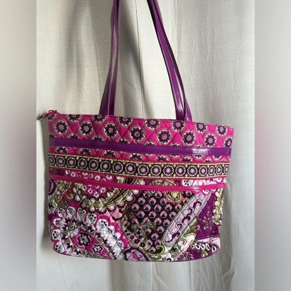 Vera Bradley Plum Crazy Quilted Tote Bag Pink‎ Purple Paisley Shoulder Bag